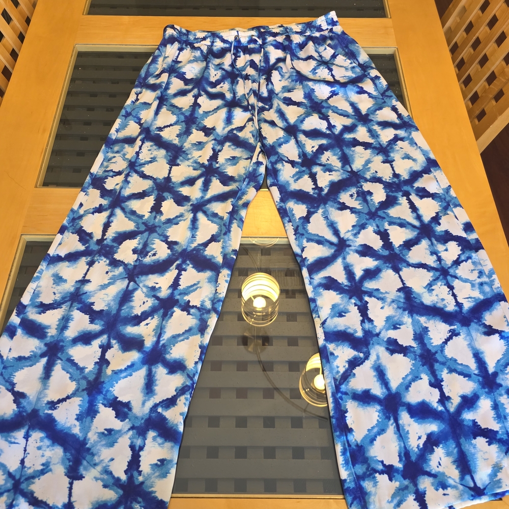 Michael Kors Blue Tie-Dye Wide Leg Pants